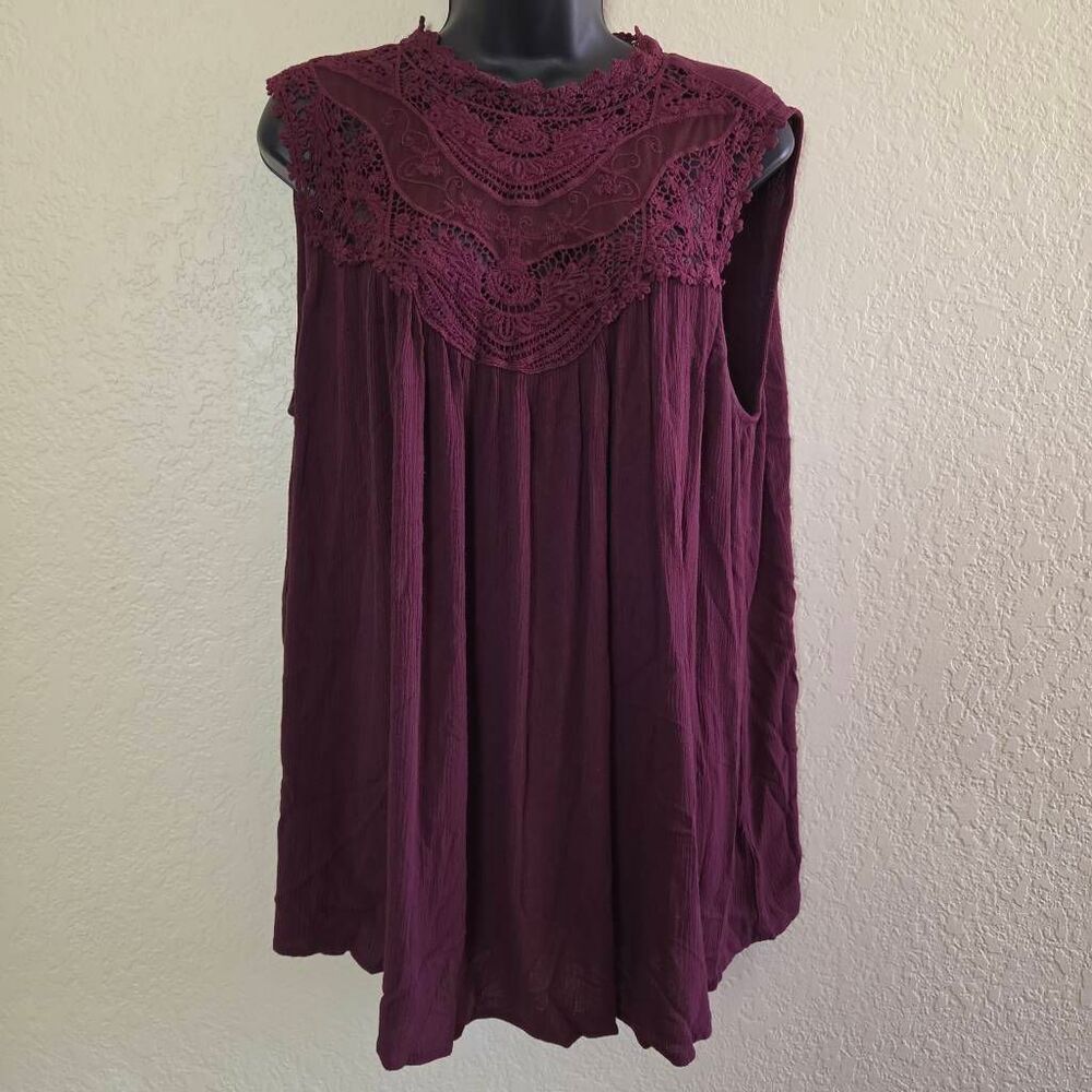 Torrid Sleeveless Top with Crochet Yoke